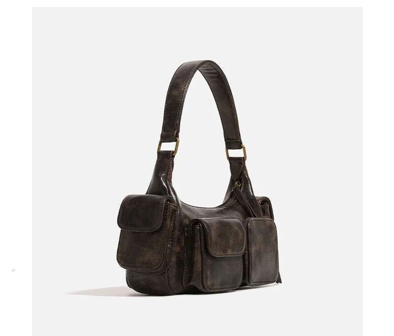 Small Double Pockets Shoulder Bags For Women 2024 New Fashion Trend Designer Underarm Bag Female Handbags And Purses Retro