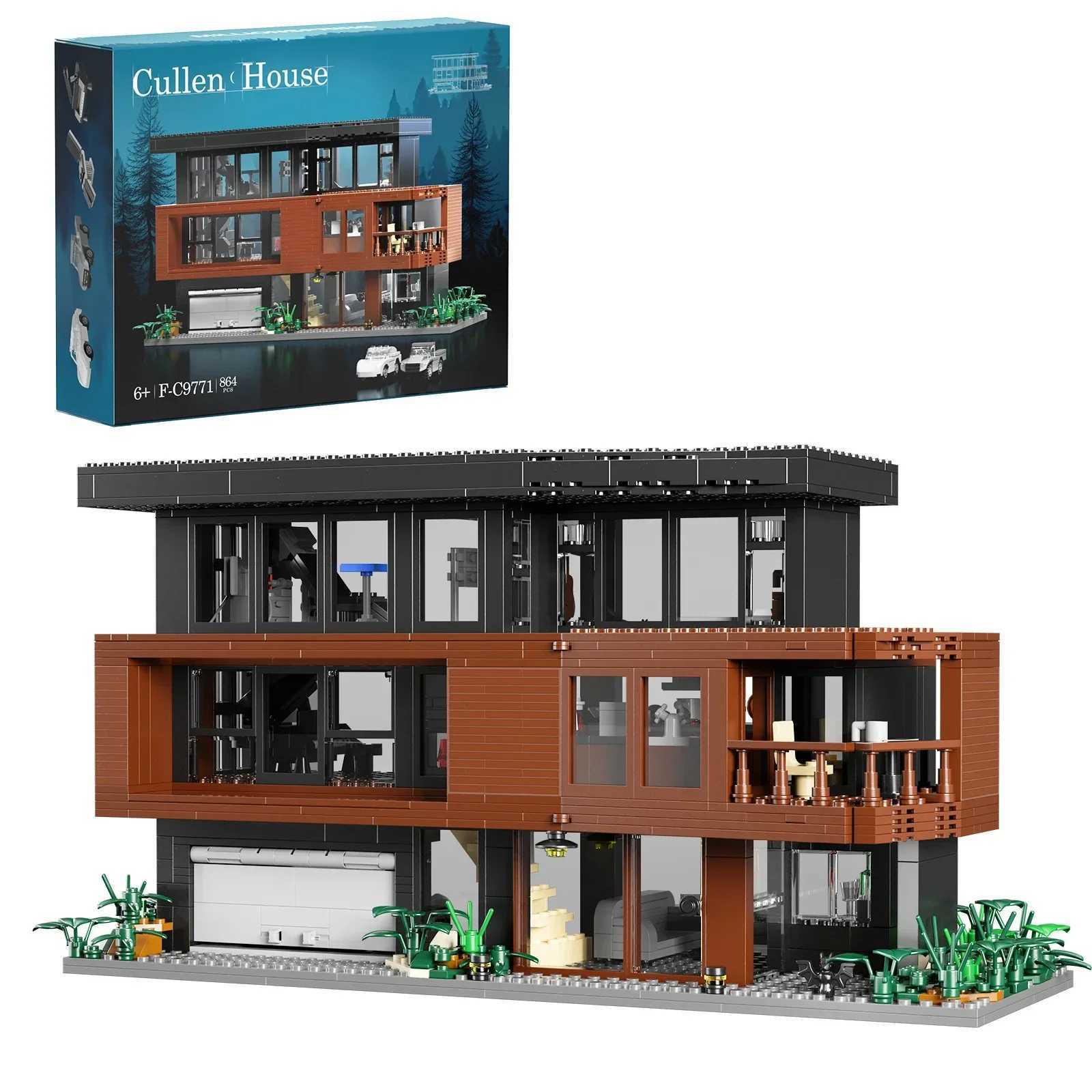 MOC Cullen House Model Architecture Villa Forest Cottage 864 PCS Building Blocks Set Bricks Suit With Box For Collection W250415