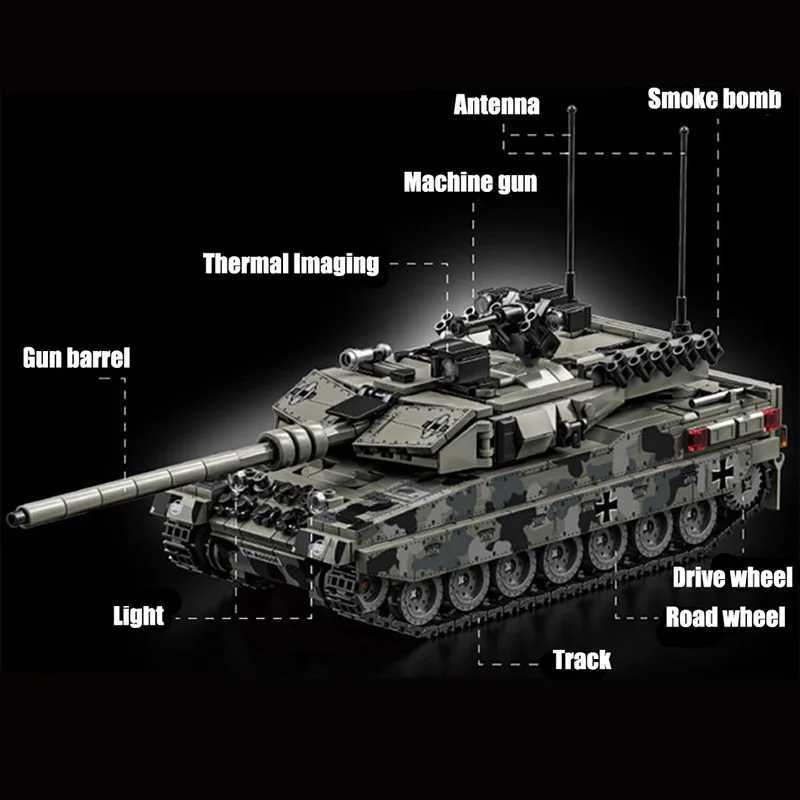 Military WW2 MOC 1009pcs Leopard 2A7 Army Main Battle Tank Soldiers Figures Building Blocks Bricks Set For Children Boys Gifts W250115