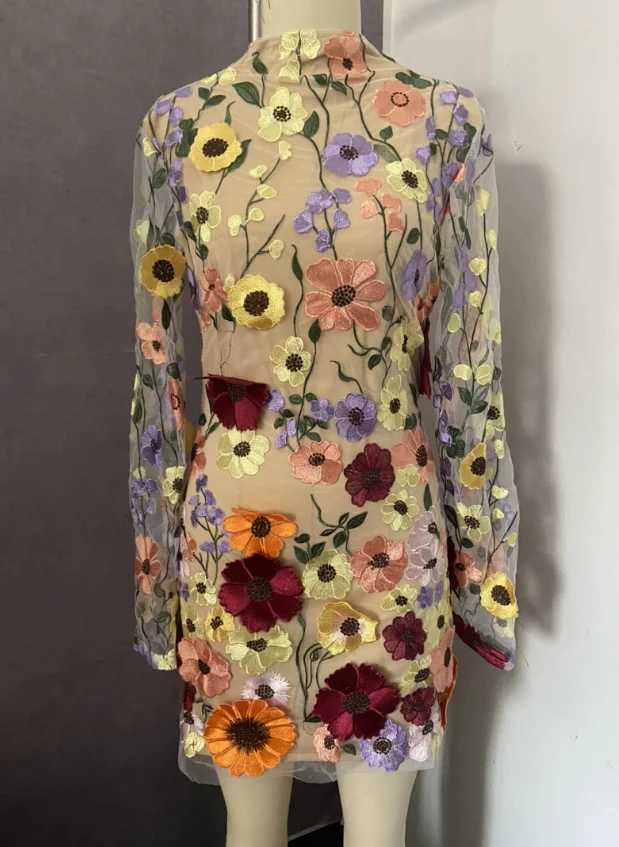 Basic Casual Dresses Sexy Womens Dress 2023 Spring Autumn Swt Style Half Turtleneck 3D Flower Package Hip Sexy Straight Long Slve Mini Dress H25121