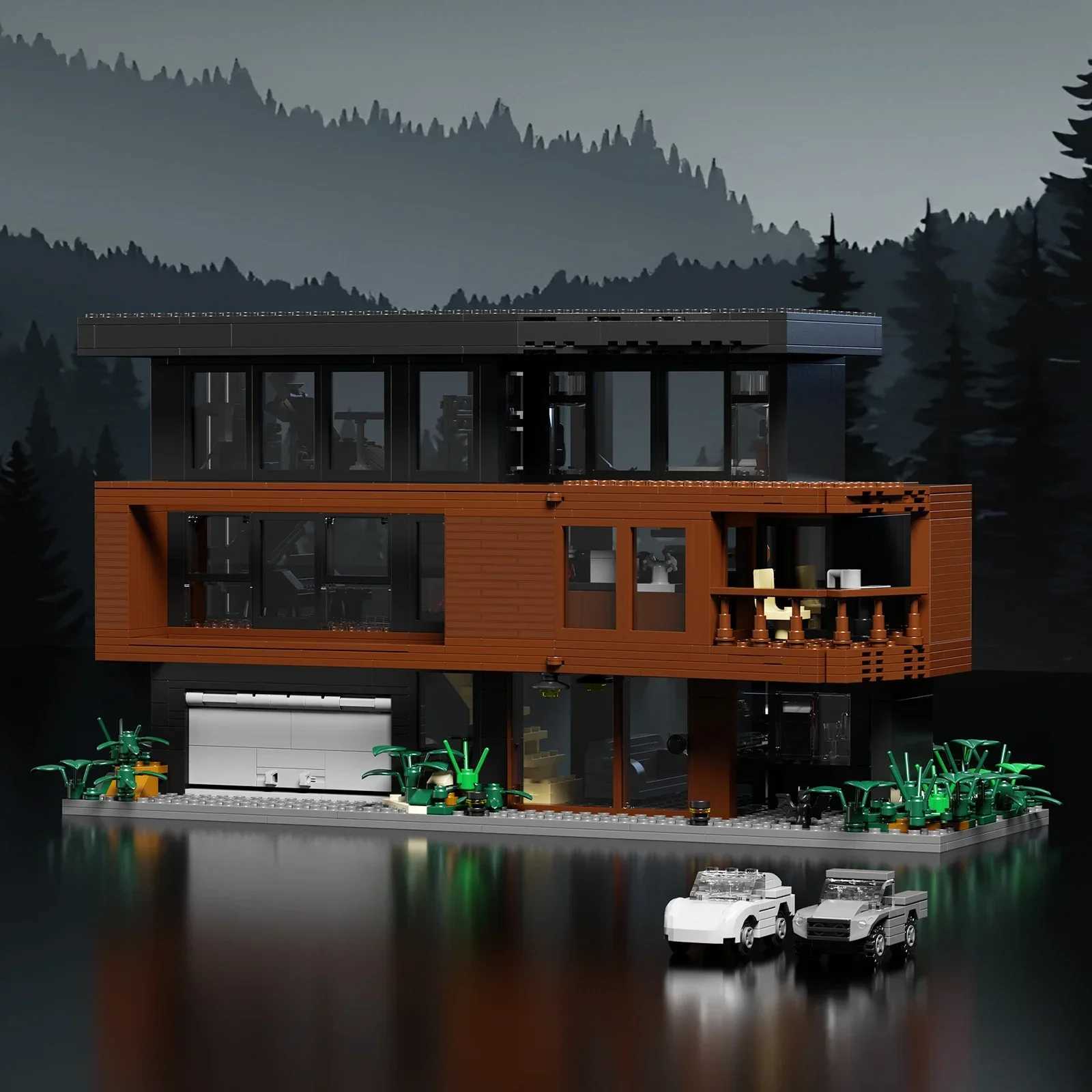 MOC Cullen House Model Architecture Villa Forest Cottage 864 PCS Building Blocks Set Bricks Suit With Box For Collection W250415