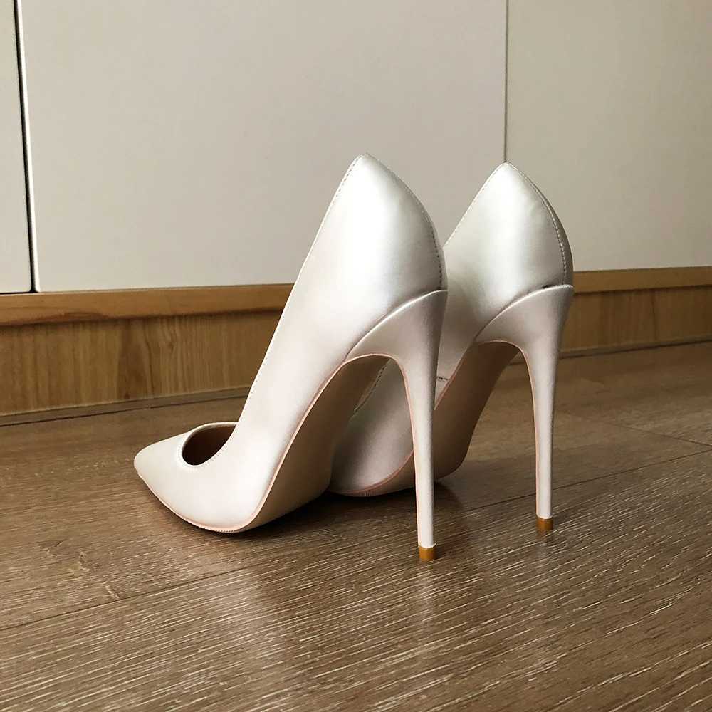 Veowalk Solid White Satin Wen Pointed Toe Slip On Stiletto hot Pumps Elegant Wedding Party High Heel Shoes Custizable Z250121