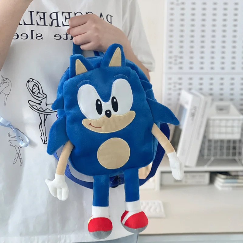 20*24*9cm Super Sonic Backpack Game Anime Plushie Travel Bag Cartoon Soft Plush Kids Schoolbag Toys gift for Children 250118