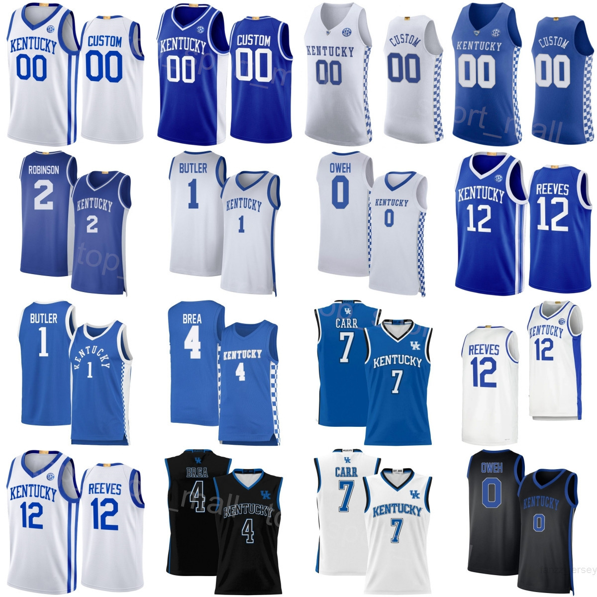 Print College Basketball Kentucky Wildcats Jerseys Shirt 00 Otega Oweh 1 Lamont Butler 2 Jaxson Robinson 4 Koby Brea 7 Andrew Carr 12 Antonio Reeves Mans Youth Woman