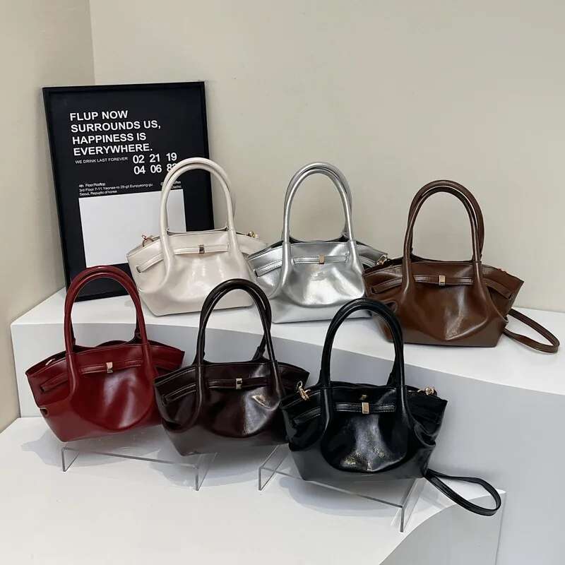Short Handle PU Leather Tote Bags for Women 2025 Spring Y2K Ladies Shoulder Crossbody Bag Females Handbags and Purses