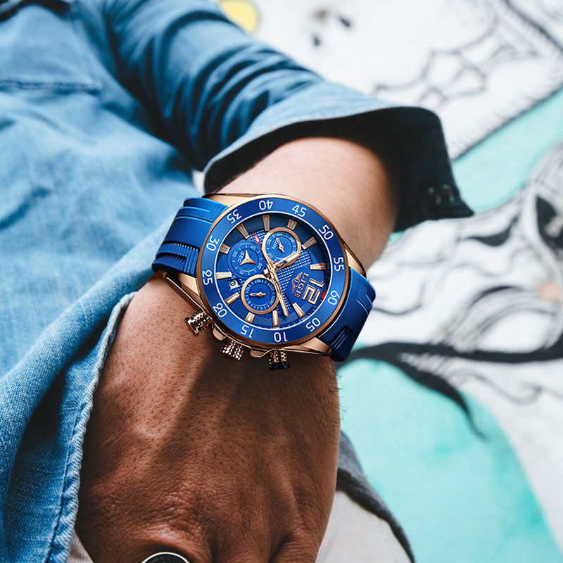 LIGE Silicone Sports Mens Watches Waterproof Quartz Wristwatches Chronograph Date Male Clock Fashion Watch for Men
