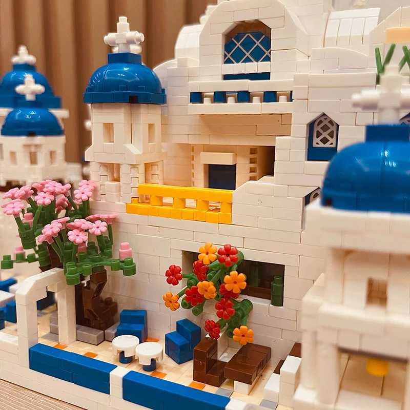 Free shipping 4310pcs Santorini Building Blocks Set Love Sea Architecture Model MOC Bricks DIY Adult Kids Assembly Toys Birthday Gifts