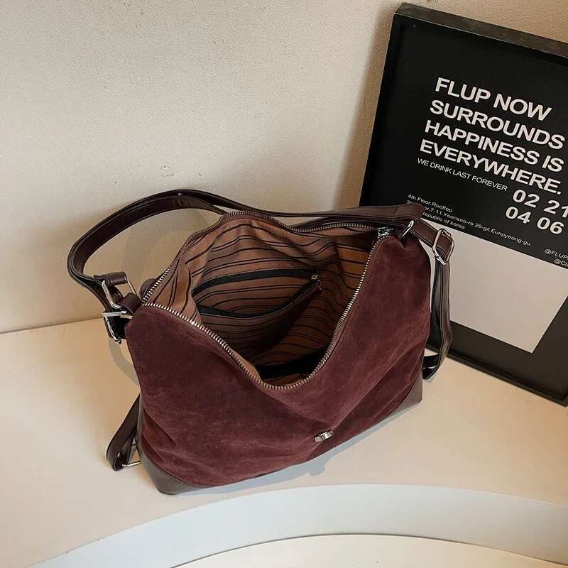 Faux Suede Underarm Bags for Women 2025 Spring Y2K New Shoulder Crossbody Bag Females Handbags and Purses