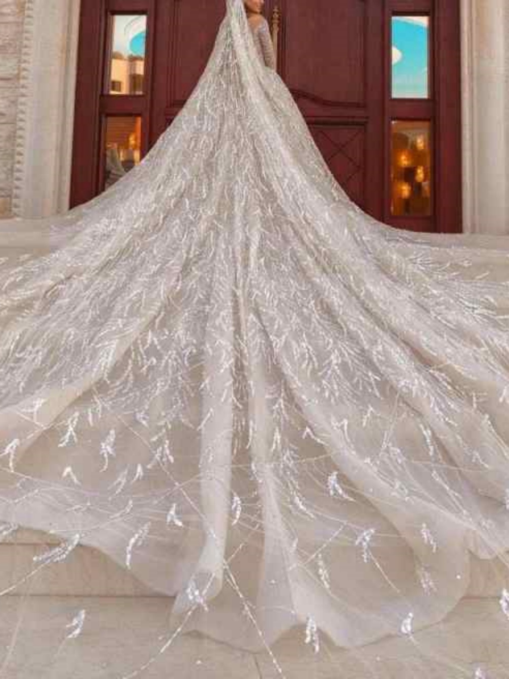 Sparkly Ball Gown Wedding Dress With Veil Sequins V Neck Bride Gowns Bling Sweep Train Customized Bridal Dresses