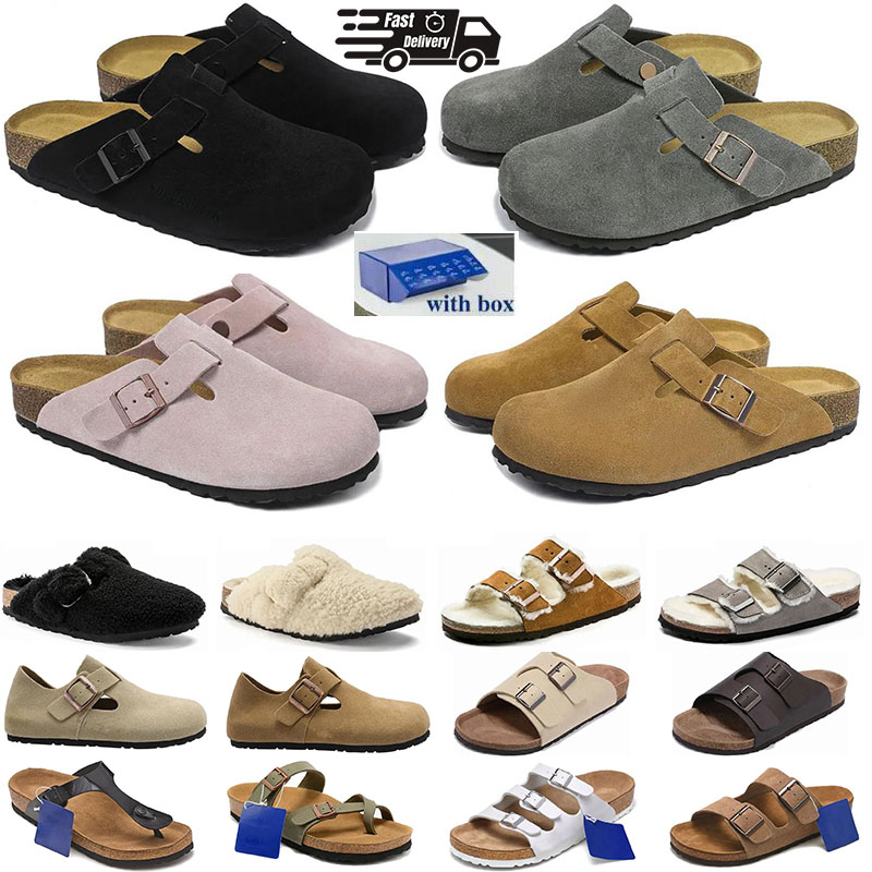 with box Designer Sandals Flat Fashion Slippers Leather Slide Beach Sandal for Women Men Soft Suede Taupe Mocha White Pink Mens Scuffs Outdoor Platform Shoes