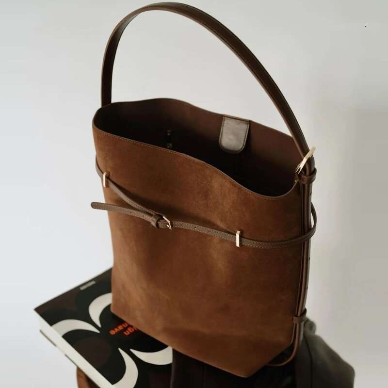 Faux Suede Bucket Underarm Bags For Women Designer Handbags And Purses 2024 New In Vintage Commuting Shoulder Crossbody