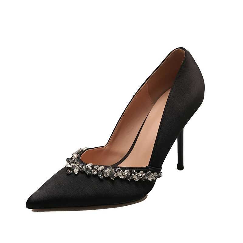 Pointed New Sexy Bed High 7.5Cm Or 9Cm Rhinestone Thin Hot Heel Fashion New H Shoes For Wen 2024 Pumps Z250121