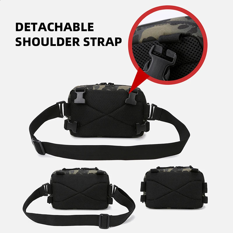 Fishing vest bag mens camouflage fishing bait practical tactical bag waist bag outdoor mountain camping hiking EDC hunting 250120