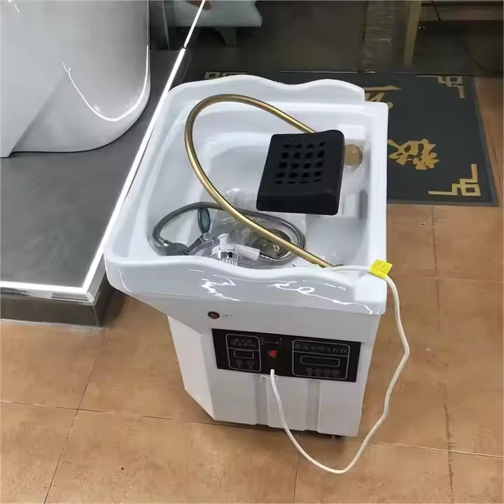 HengChi Hot Sale Beauty Salon 60L Water Tank Salon Furniture Portable Adjustable Height Washing Hair Bowl Shampoo Basin Sink