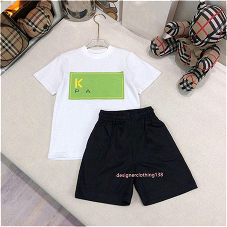 2025 New designers have launched a new summer cotton letter two-piece set for girls, boys, children and babies F70