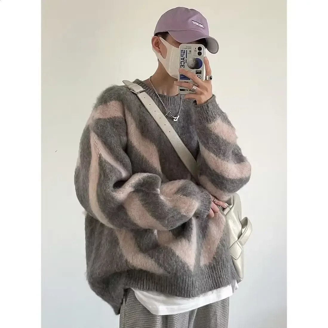 Idle Style Color Blocking Thickened Sweater Men Womens Outerwear Autumnwinter Knit Top Loose Fit Round Neck Pullover 250114Z