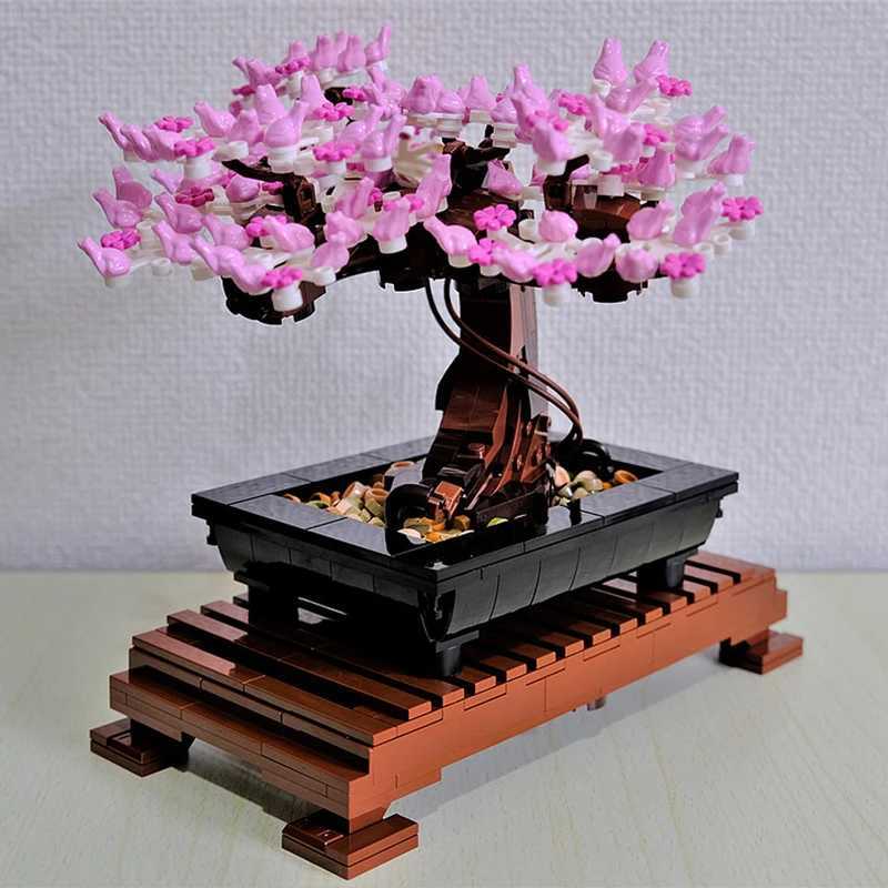 Creative Fit Bonsai Tree Flower Bouquet Building Blocks Model Diy Decor Immortal Plant Potted Bricks Toys for Kids Gifts W250115