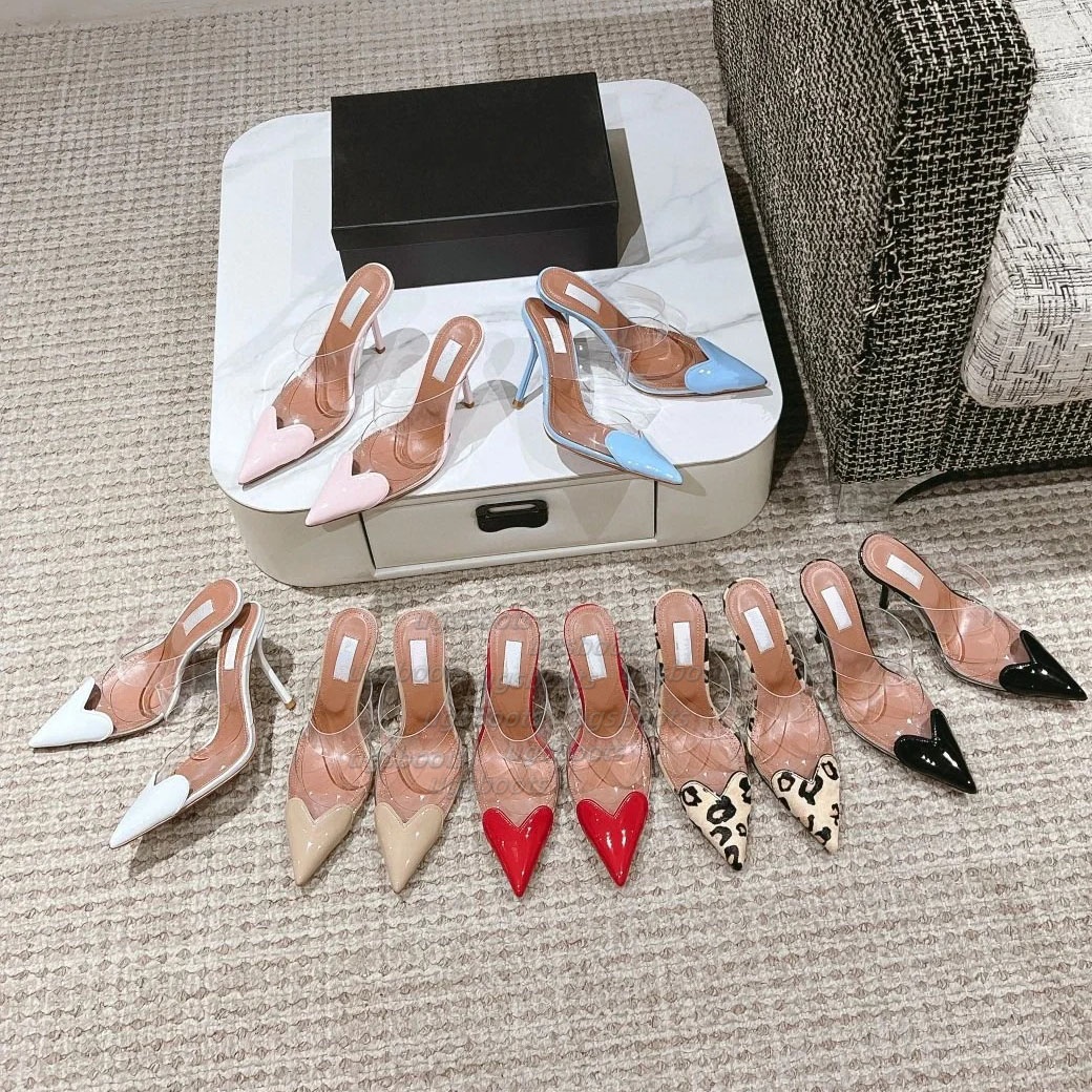 Designer spring and summer high heels transparent strap wrapped head slippers women Europe and the United States thin sexy shallow mouth to wear French sandals