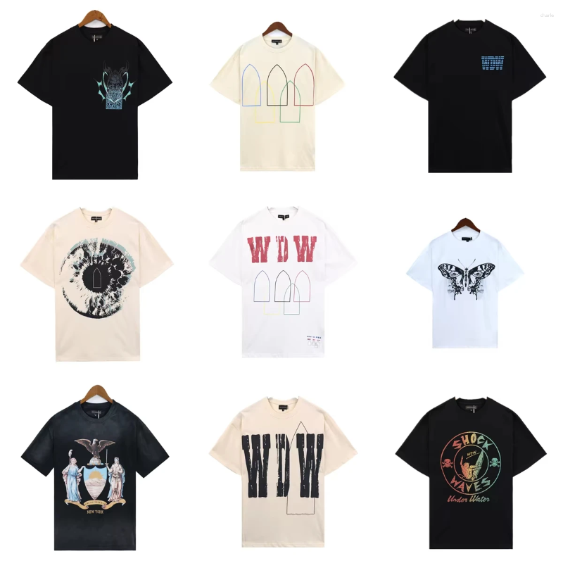 Men's T Shirts Luxury Shirt For Men Yao888 WDW Vintage Fashion Brand Tops Casual Short Sleeve Oversize Clothing Graphics Print Cotton