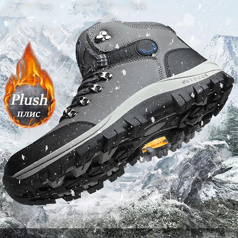 Snow Boots Mens Waterproof Leather Sneakers Ankle Boots Super Warm Male Outdoors Non-slip Snow Botines Hiking Boots Winter250114bj