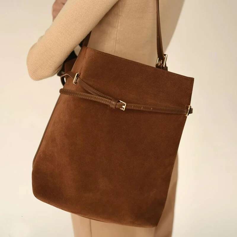 Faux Suede Bucket Underarm Bags For Women Designer Handbags And Purses 2024 New In Vintage Commuting Shoulder Crossbody