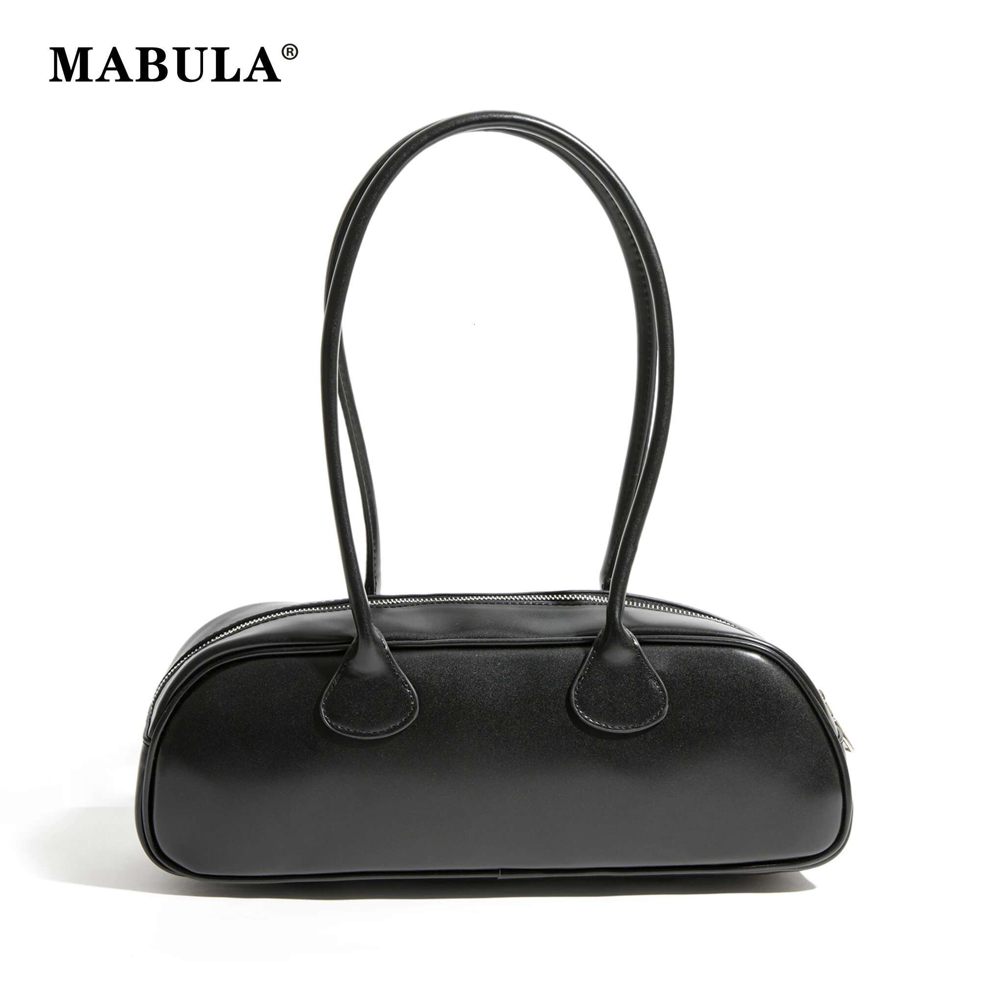 MABULA Classical Underarm Hobo Bag Simple Vegant Leather Women's Satchel Handbag korean Exquisite Black Top Handle Purse