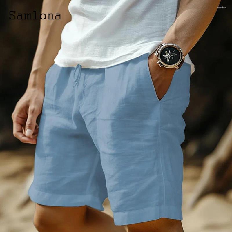 Men's Shorts Plus Size 5xl Mens Casual Cotton White Soft Beach Short Pants Stand Pocket Elastic Waist 2025