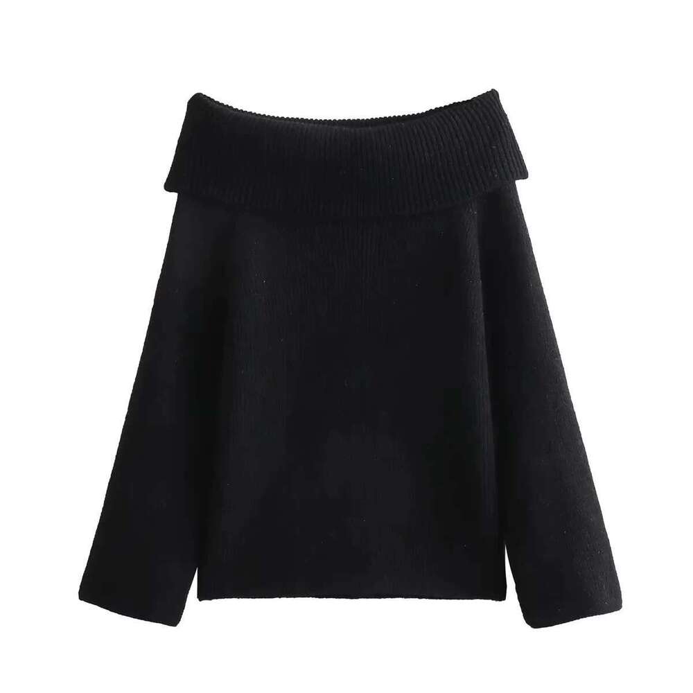 hoodie Women's Wear TRAFZA Women Fashion Solid Off Shoulder Long Sleeve Knitted Pullover Sweater Autumn Female Casual Knitwear Chic Top jacket