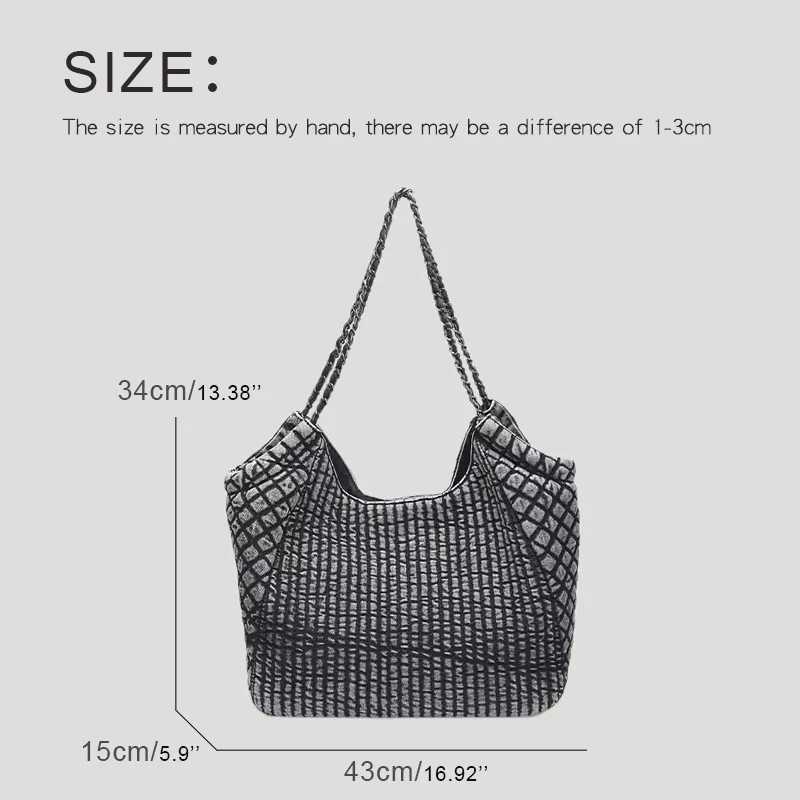 New Arrival Large Capacity Tote Bags For Women Luxury Designer Handbags And Purses New In Denim Cloth Embroidery Rhombus Chain Shoulder Z250118