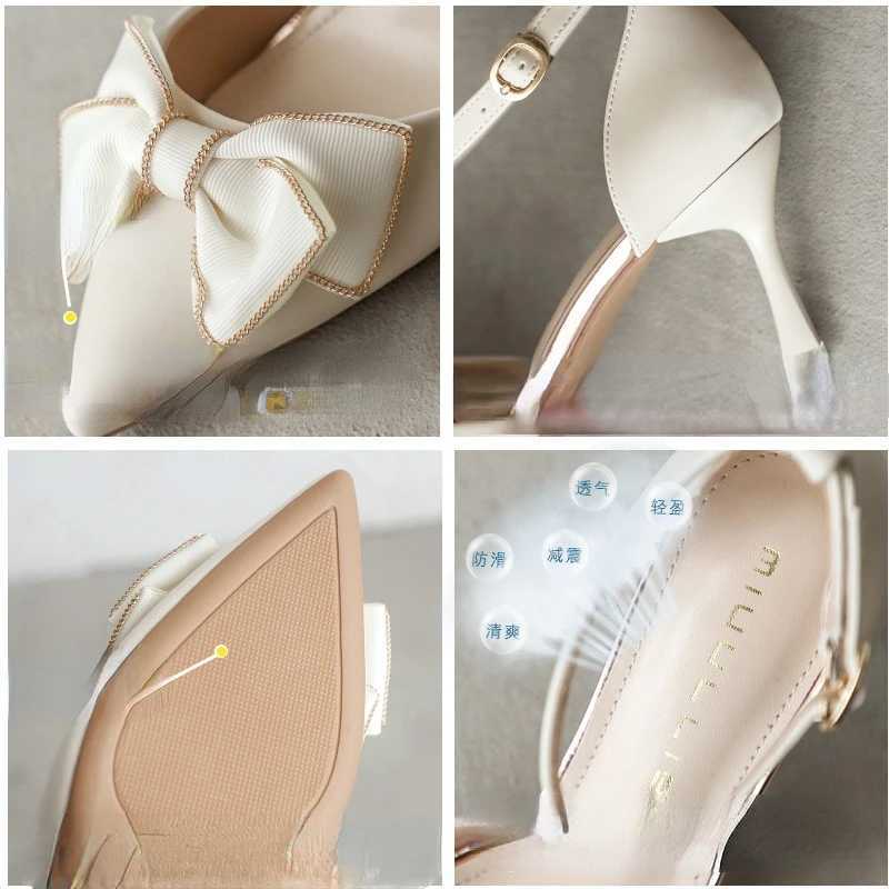 Shoes for Wen 2024 Spring Pointed Toe Wens Pumps Simple and Elegant Dress Shoes White Knot Bridal Wedding Shoes Z250121