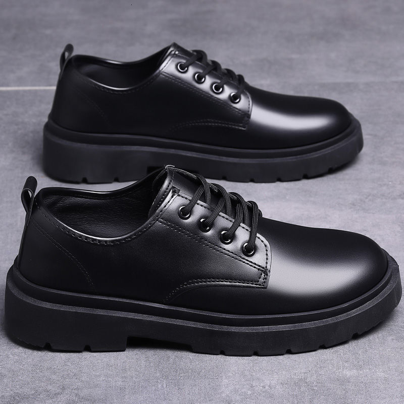 Leather 2023 new spring and autumn British style black men's business formal big head work trendy shoes hot