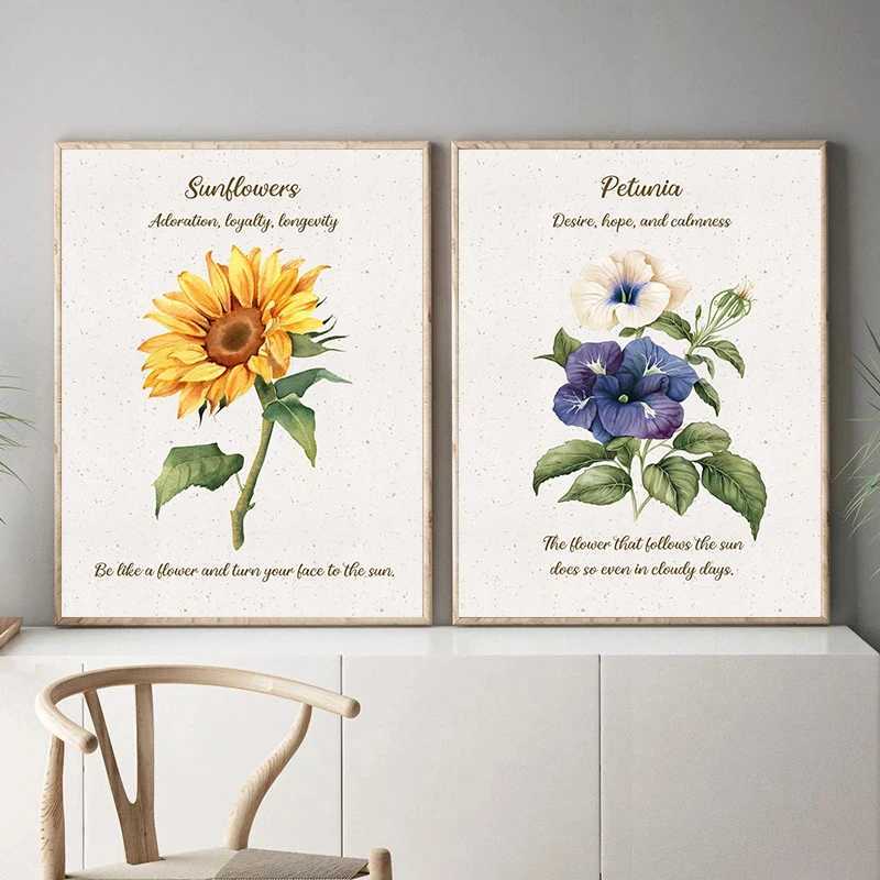 Modern Flowers Daisies Tip ic Flower language Retro Poster Canvas Paintings Wall Art Pictures Flower Shop He Decor Y250122