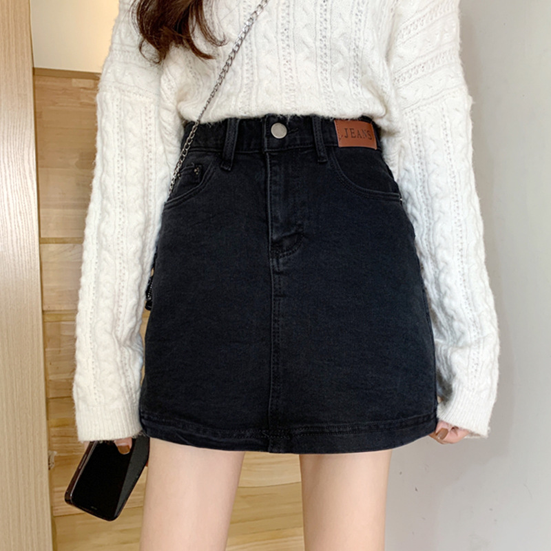 K4135 denim skirt 2021 spring new winter with sweater high waist a-line skirt student hip skirt female