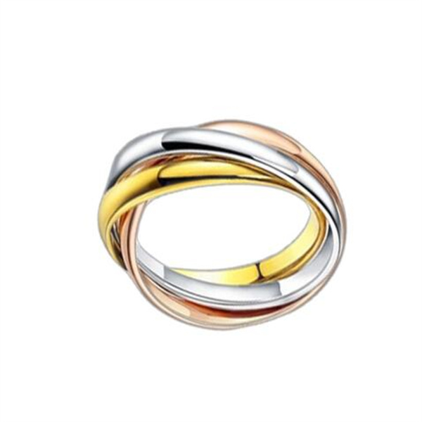 Fashion Classic Creative Trinity Three Ring Winding Ring Women's Stainless Steel 3 Color Rolling Wedding Band Rings