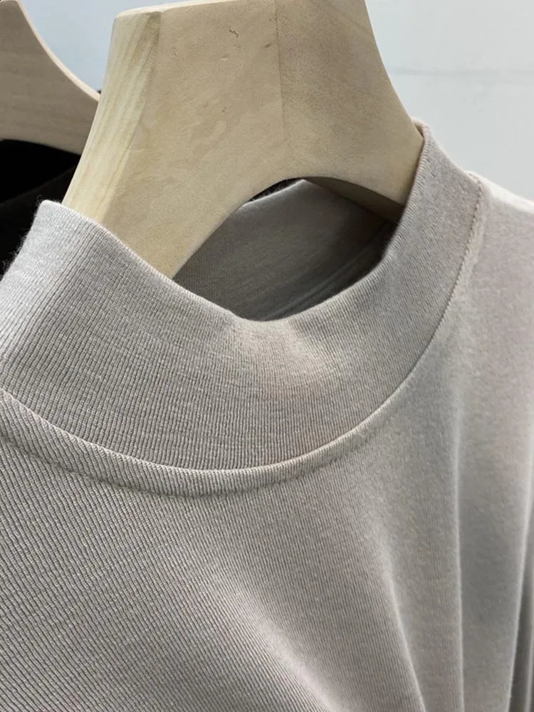 Basic High Quality Pure Cotton White T-shirt for Women Elegant Slim Top Womens Half Turtleneck Long Sleeve T-shirts 250121