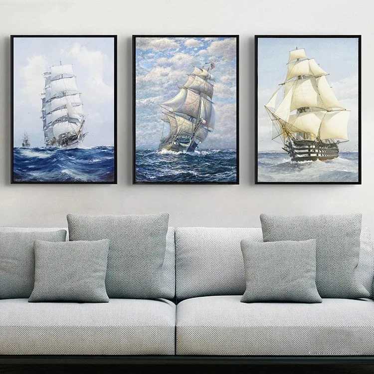 Ship canvas painting vintage Noridc poster wall high-quality image printing used for life Ro children Ro decoration Cuadros Y250122