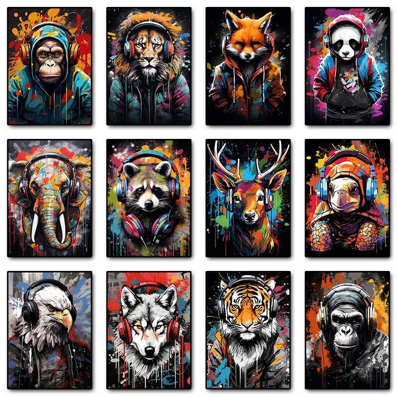 Graffiti Dog phone Gaming Posters Prints Canvas Painting Wall Art Picture for Teen Ro Gamer Gift Game Decor Y250122