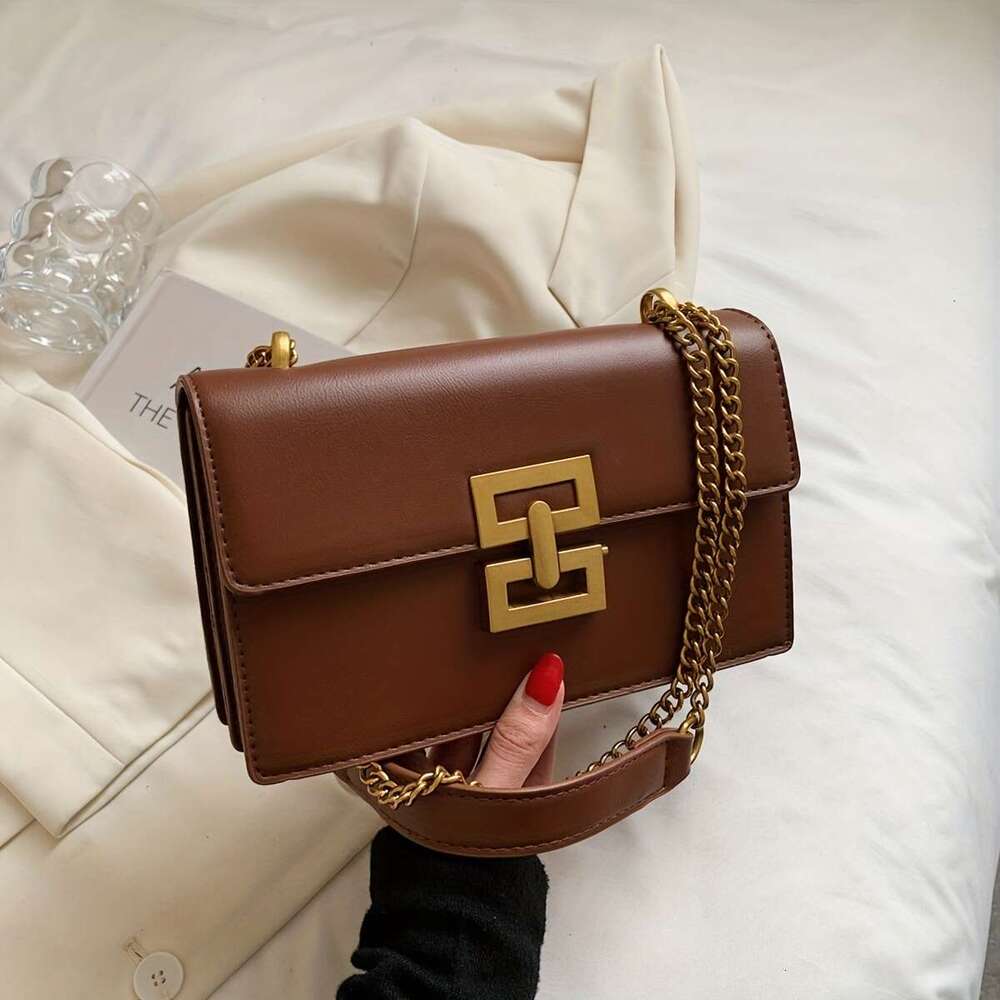 Minimalist classic crossbody bag, square PU leather flip wallet, women's casual handbag and shoulder bag
