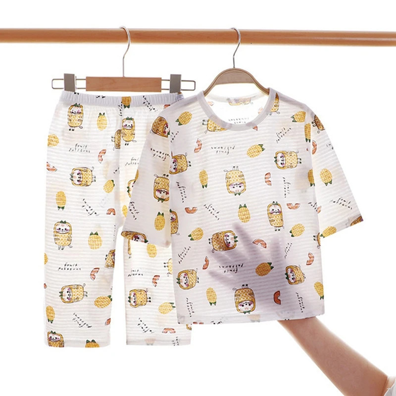 Summer Cotton Pajamas Set for Kids Baby Pajamas for Boys and Girls Long Sleeve Breathable Cat Rabbit Animal Clothes 250121