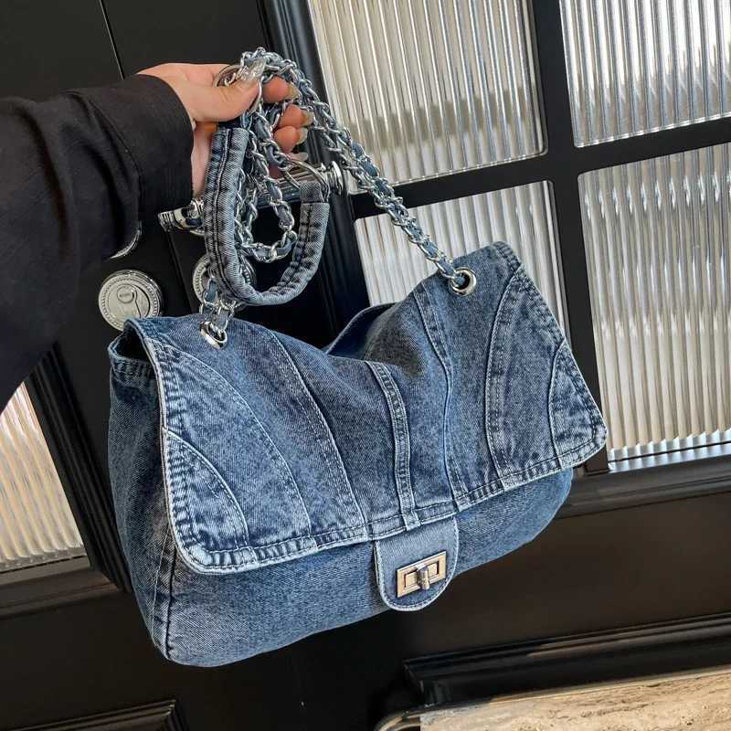 Fashion Luxury Women Washed Denim Canvas Lady Chain Shoulder Strap Messenger Bag Woman Satchel Handbag Purse Hobos Crossbody Bag Y250121