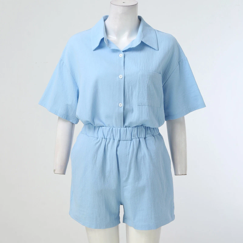 Womens Tracksuits Plus Size Vacation Beach Short Pant Suit Womens Casual Solid Color Summer Shorts And Shirt Top Two Piece Sets Outfits