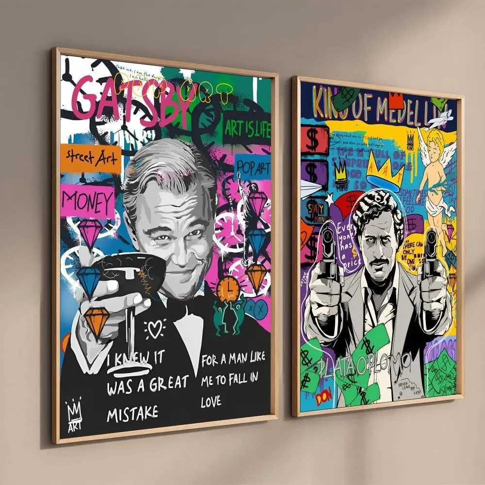 Abstract Graffiti Picture Canvas Wall Sticker Banksy Art Portrait real Bedro Living Room A Decor Hanging Painting Y250122