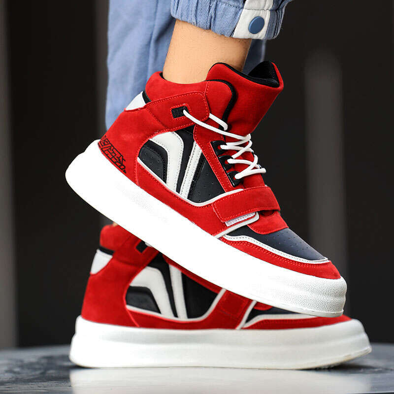 New Red High Top Flat Casual Sneakers Fashion Club Hip Hop Streetwear Men Designer Shoes Tenis Hombres