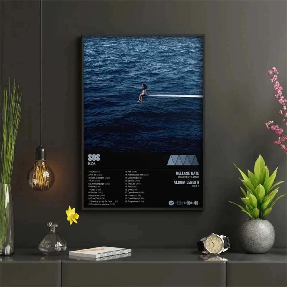 Rap sic Album Cover SZA Poster Aesthetic Rapper Hip Hop Rock SOS Crtl Canvas Print He Wall Art Ro Living Decor Picture Y250122