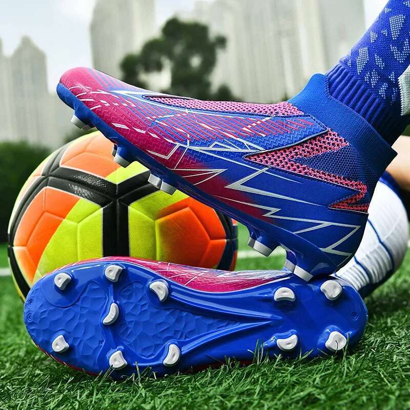 Professional Soccer Shoes For Breathable High Top Football Boots Big Size 47 Non-slip Long Spikes Training Socks Sneaker Men