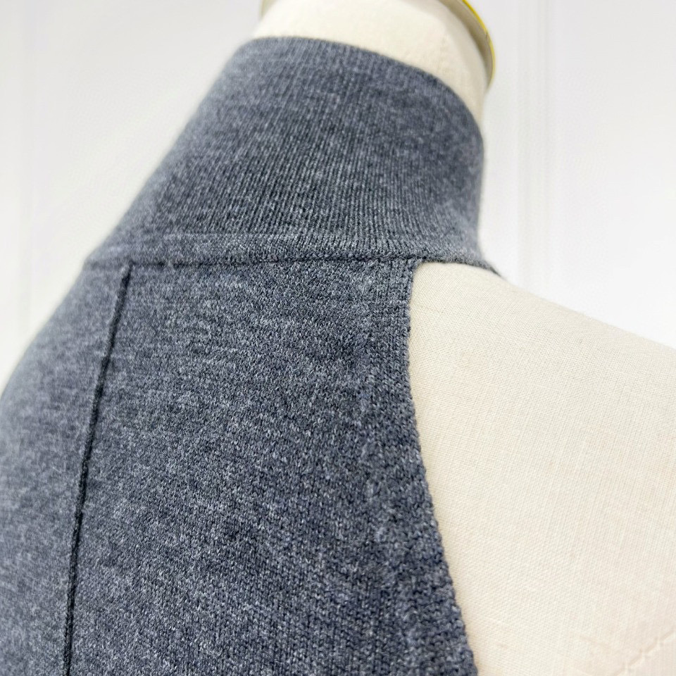 X3310 Dinner Occasion Annual Meeting Holiday Colorful Knitted Wool Temperament Sleeveless Stand Collar Long Dress