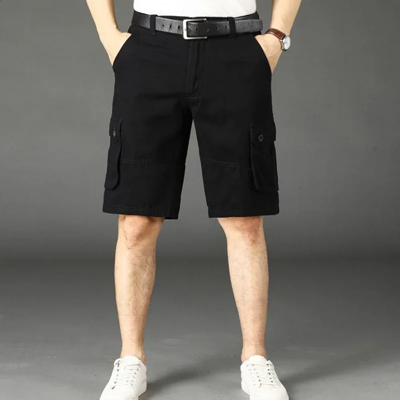 Khaki Half Mens Cargo Shorts Solid Male Bermuda Short Pants Big and Tall er Jogger Baggy In Homme Jorts Cotton 250117
