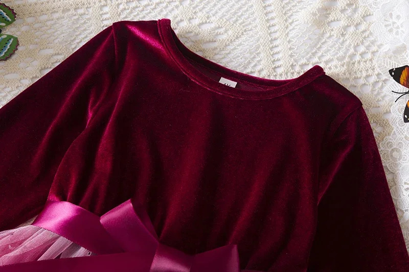 Red Christmas Dress for Girls Kids Princess Party Dresses for Birthday Autumn Winter Long Sleeve Girls Dress Year Gifts 250120
