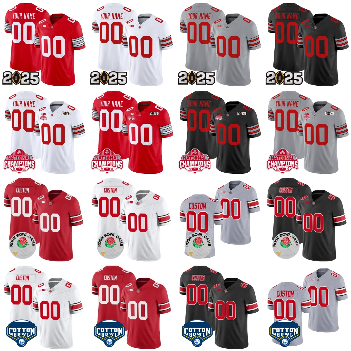 Custom 2025 NCAA Buckeyes Football 33 Jack Sawyer Jersey Jeremiah Stitched Smith Harrison Howard Downs Styles McCord Henderson Stroud Judkins Egbuka Jerseys