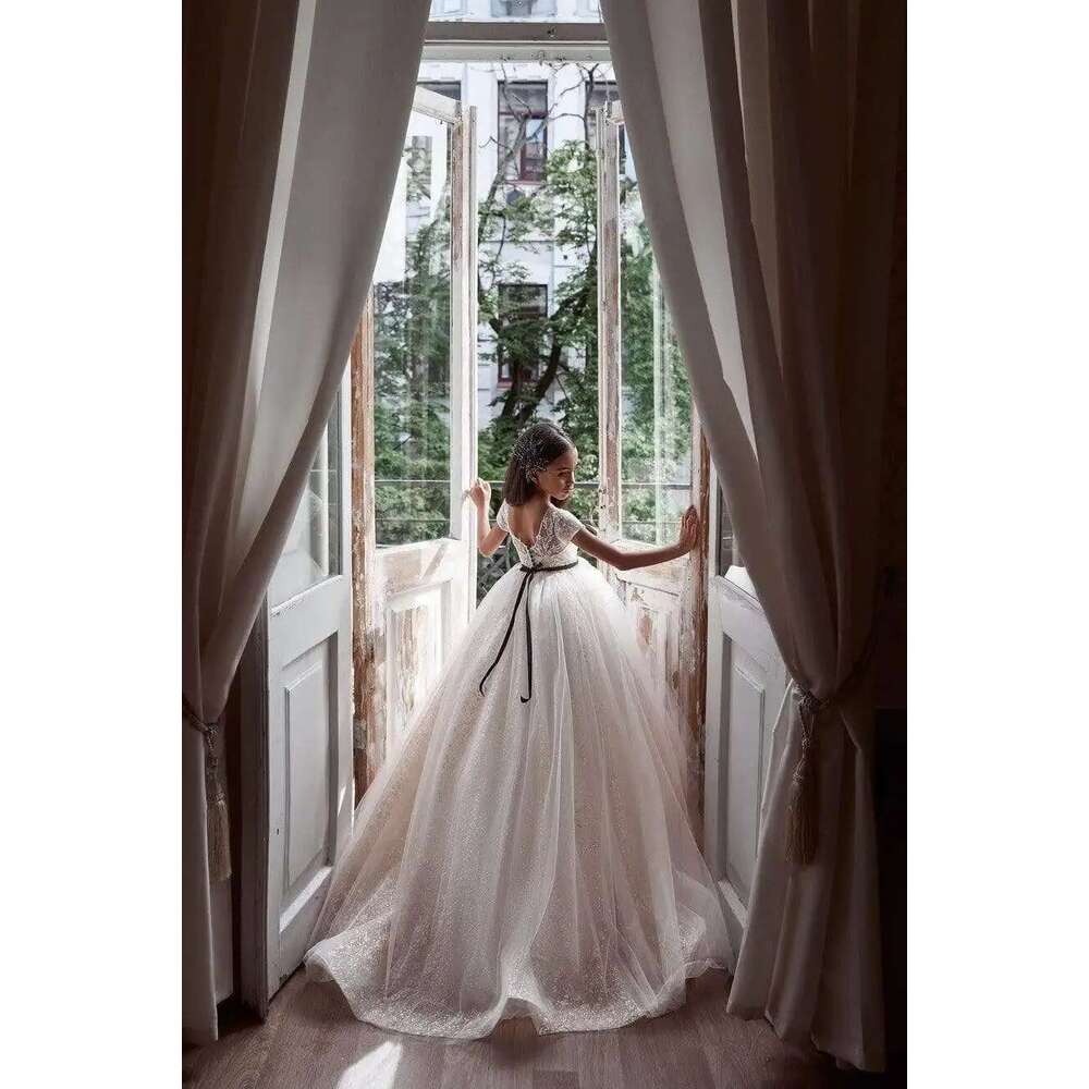 Cap Sleeves Wer Girl For Weddings Ball Gown Tulle Appliques Long First Communion Dresses Little Baby Kids Customized 6660311